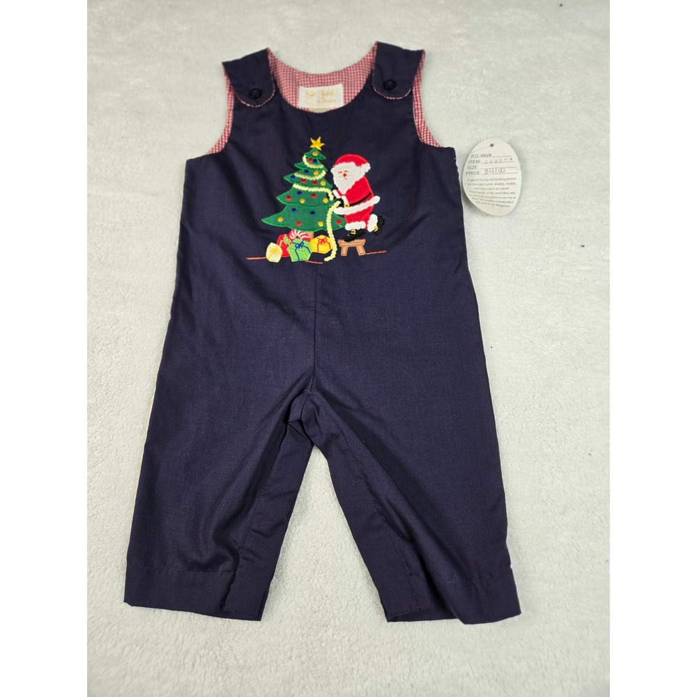 Sir John by Rosalina Baby Boy Christmas Santa Jon Jon Navy Blue 6M New